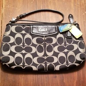 Coach Traditional Black and Silver Wristlet